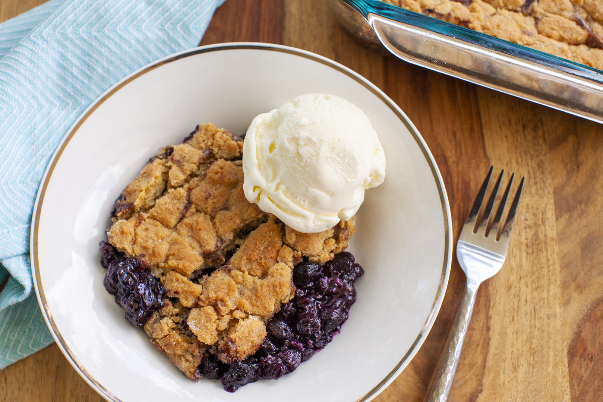 Easy Trader Joe’s Blueberry Cobbler Recipe made with Trader Joe's Vanilla Cake Mix