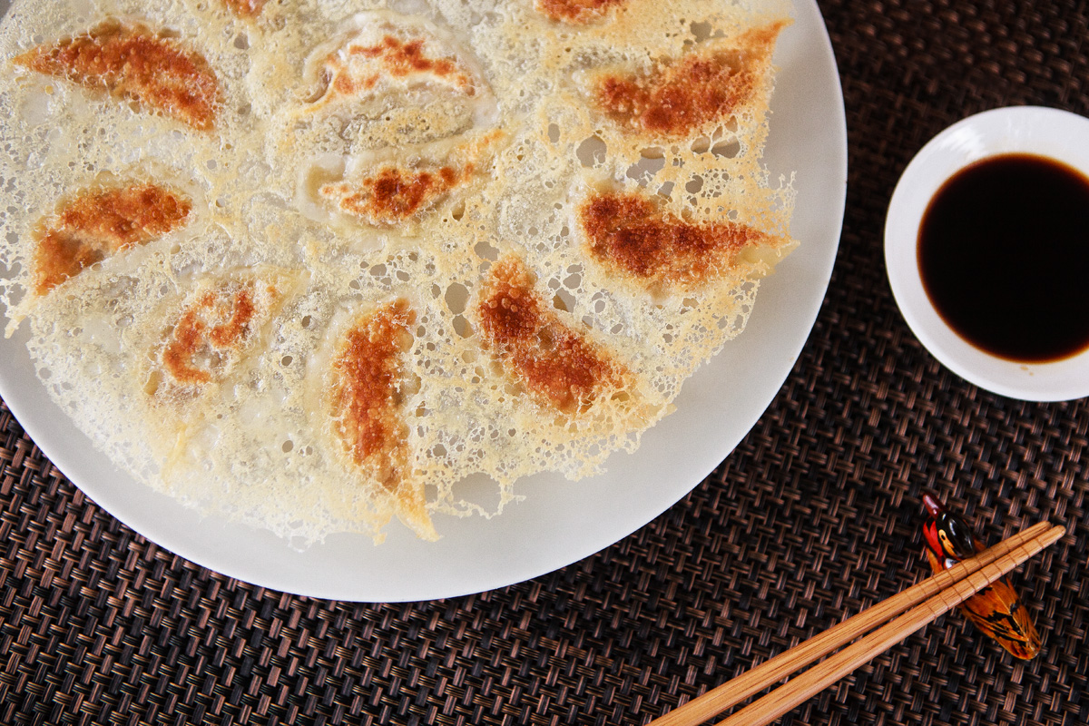 How to cook Frozen Gyoza with Crispy Lacey “Wings”