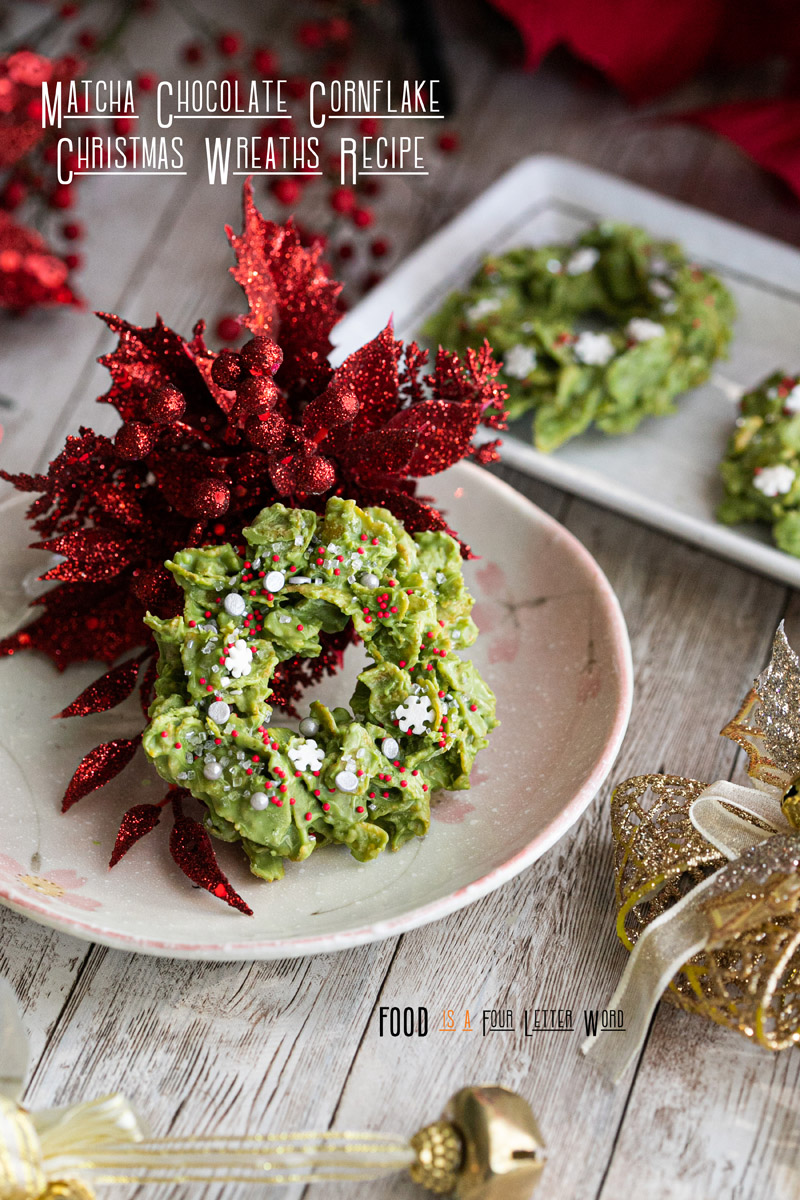Matcha Chocolate Cornflake Christmas Wreaths Recipe