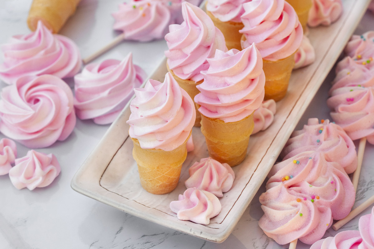 Mini Ice Cream Cone Meringue Cookies Recipe