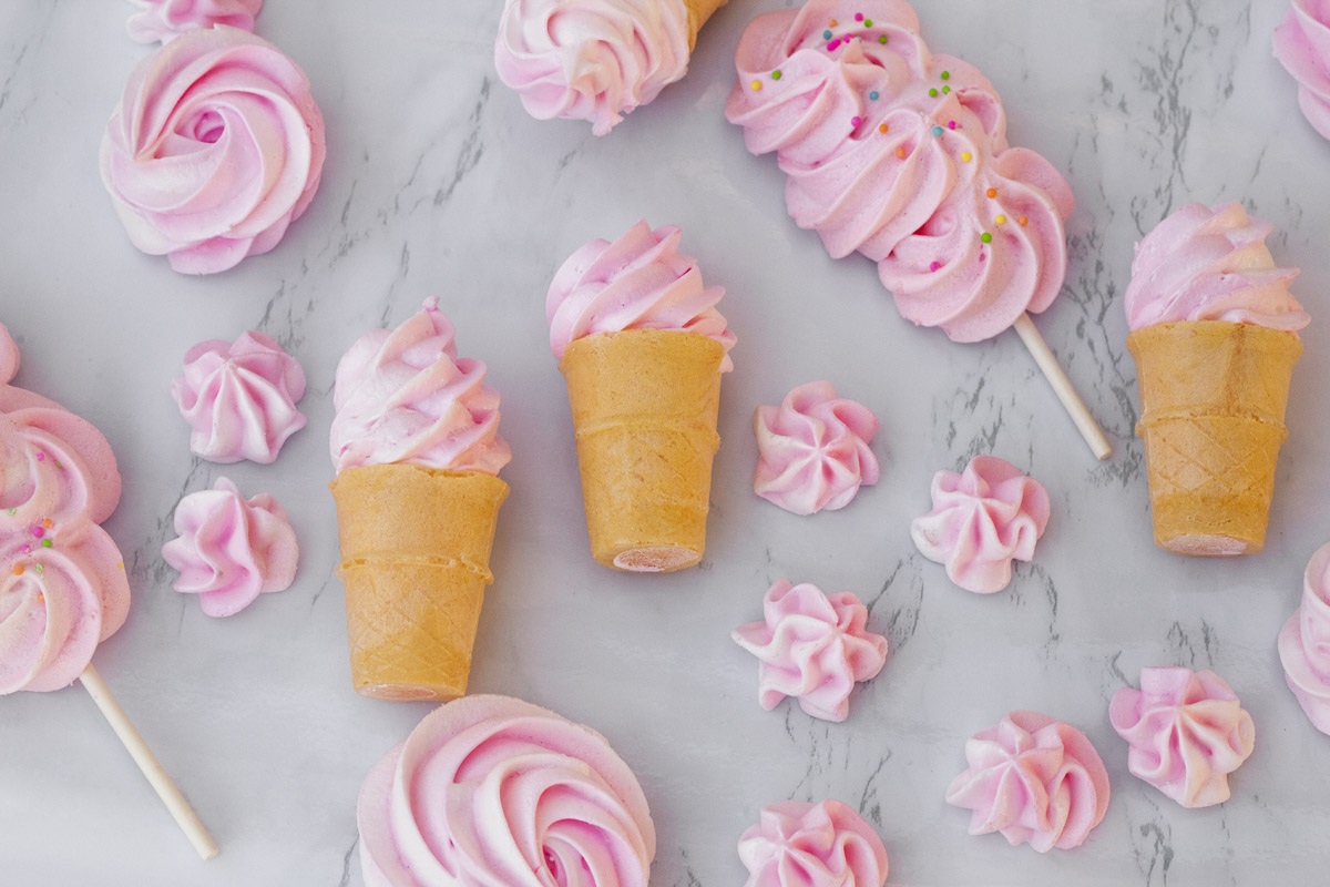 Mini Ice Cream Cone Meringue Cookies Recipe