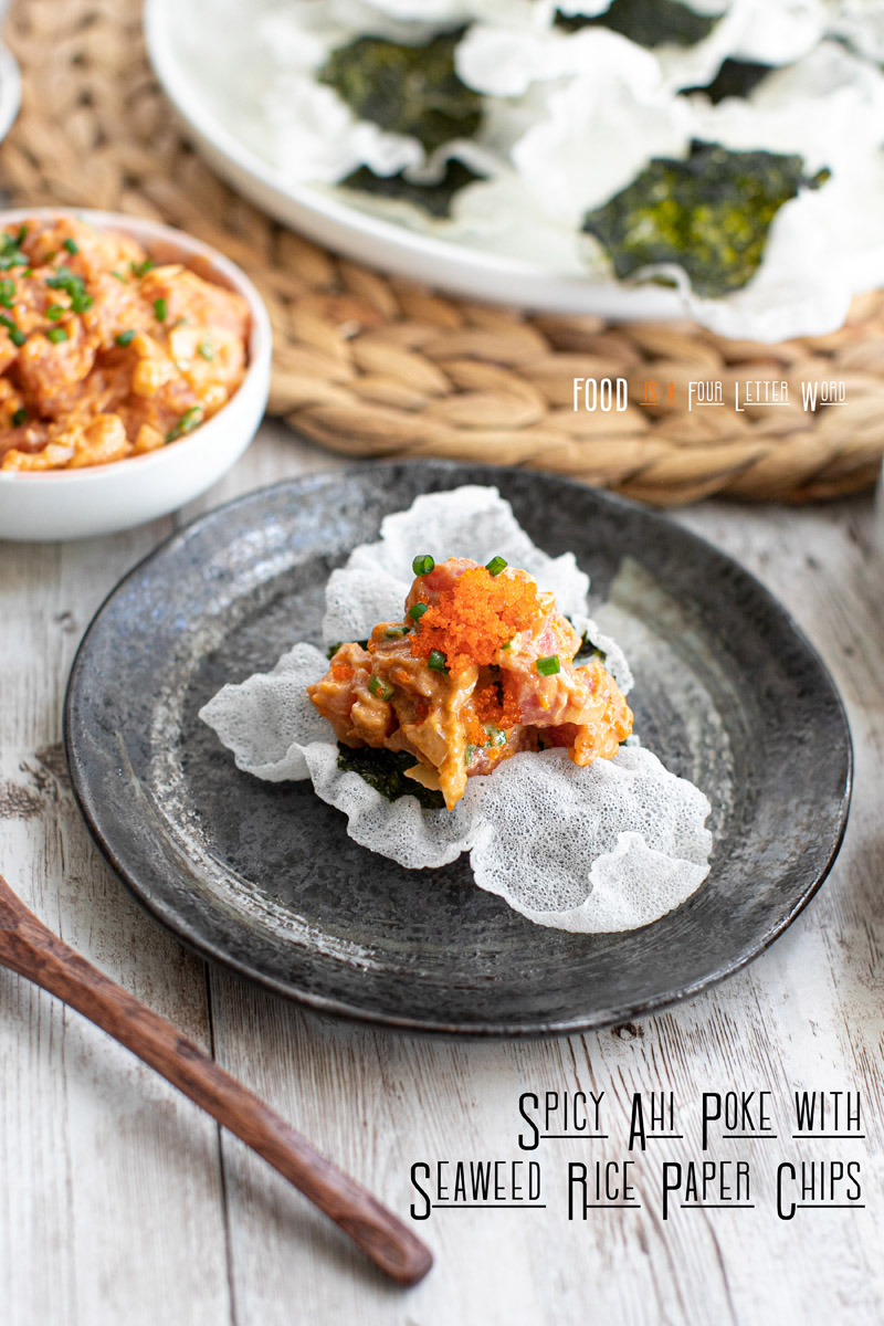 Spicy Ahi Poke with Crispy Seaweed Rice Paper Chips Recipe