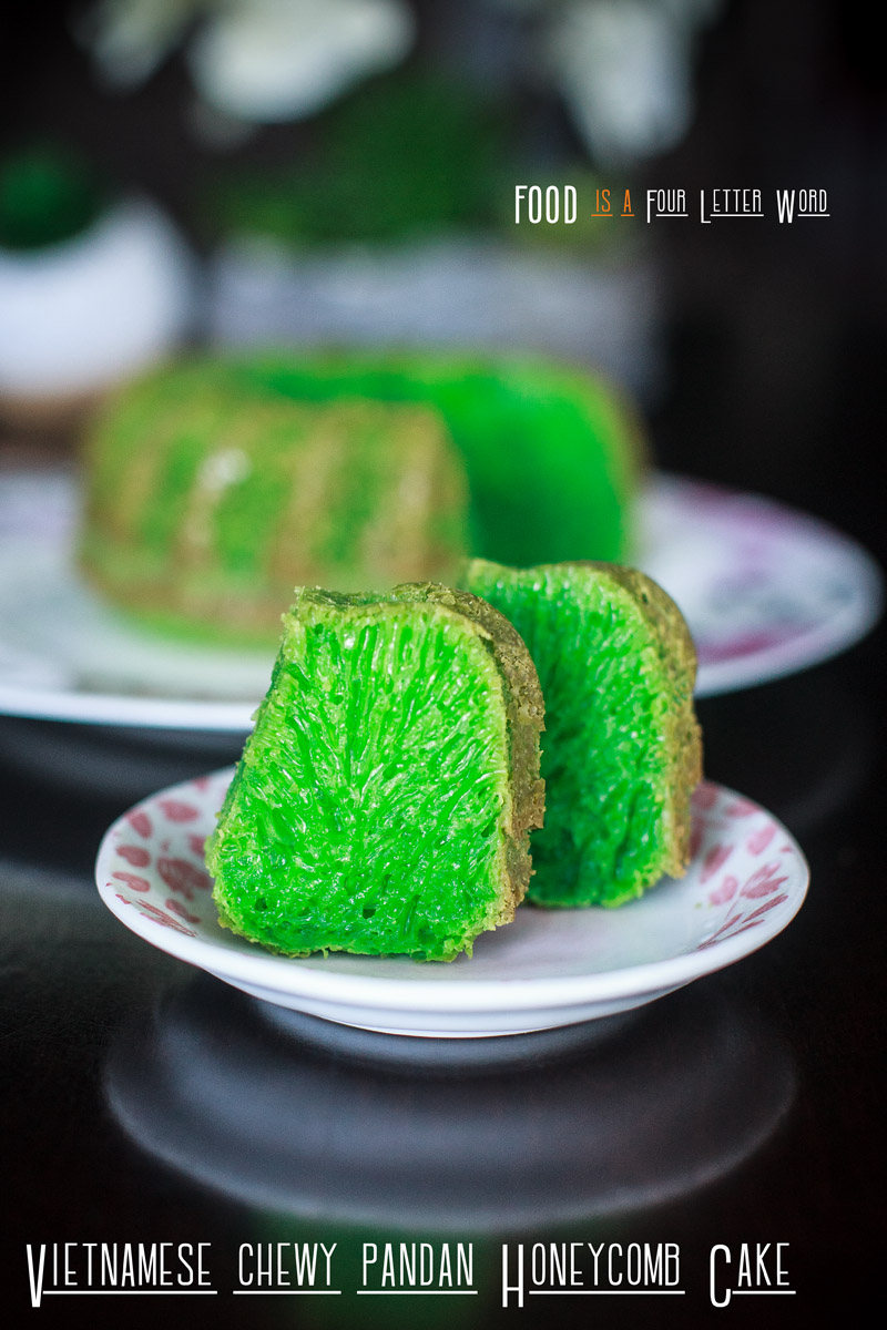 Vietnamese Chewy Pandan Honeycomb Cake Recipe - Bánh Bò Nướng Lá Dứa